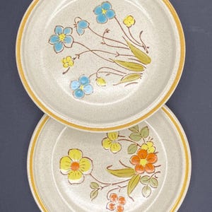 Cottagecore Stoneware Salad Plates: Hearthside Garden Festival, 1990s