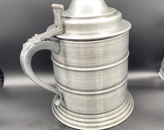 Vintage Italian Ice Bucket with Cream Liner | Pewter-Like Finish & Hinged Lid | Mid-Century Barware