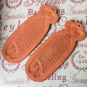 David Gil Bennington Potters Fish Plaques Pair Vintage Terracotta Vermont Pottery