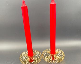 Mid-Century "Magic Circle" Brass-Tone Candle & Napkin Holders (Set of 2)