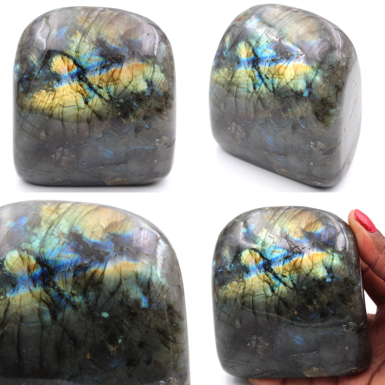 Pierre de Labradorite Forme Libre d'ornement 855Gr 90mm Madagascar