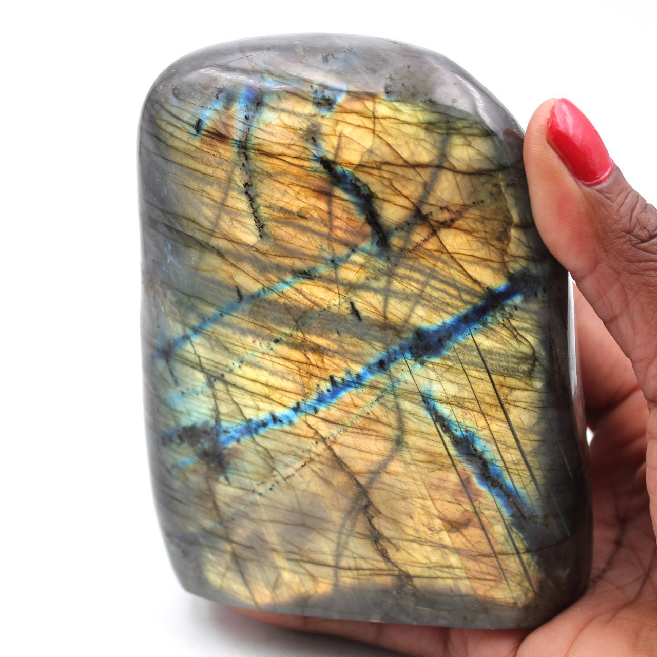 Pierre de Labradorite Forme Libre d'ornement 1030Gr 110mm Madagascar