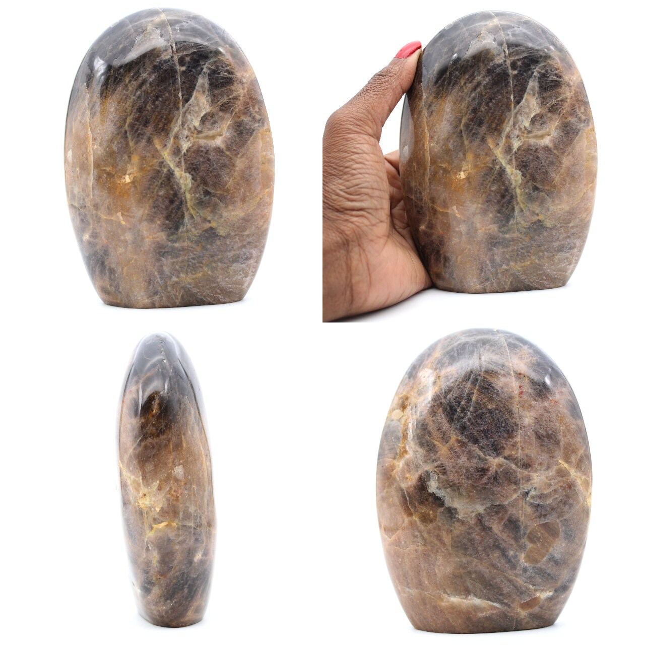 Bloc de Pierre Lune Noir Microline Naturelle Polie 1050Gr 140mm Madagascar