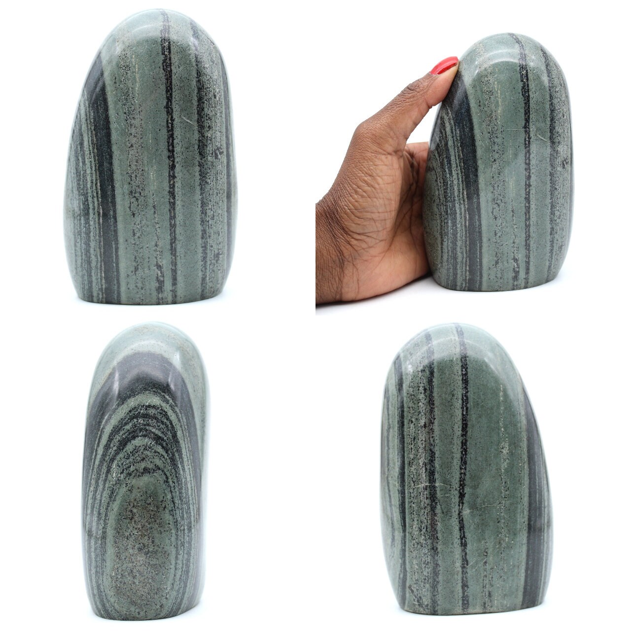 Pierre en Jaspe Verte Striée de Madagascar 1360Gr 135mm Madagascar