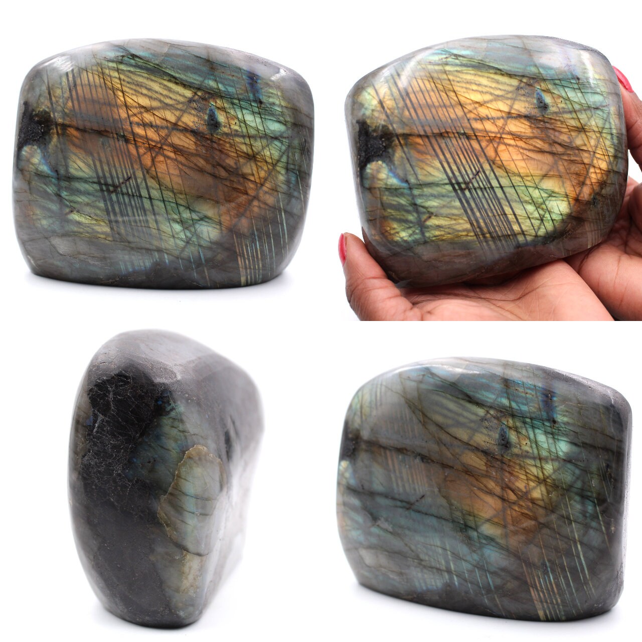 Pierre de Labradorite Forme Libre d'ornement 1390Gr 120mm Madagascar