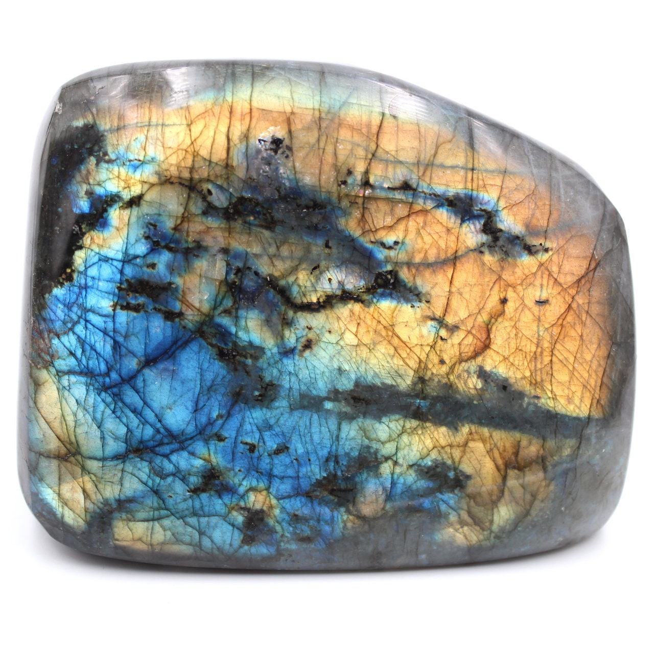 Magnifique Pierre de Labradorite Forme Libre d'ornement 1210Gr 120mm Madagascar
