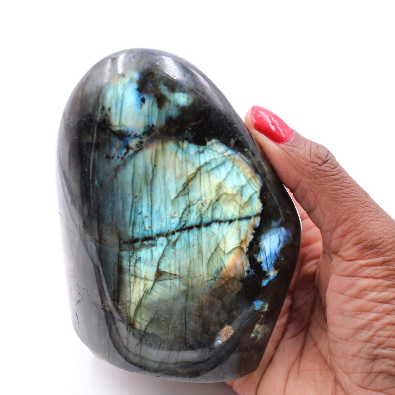 Pierre d'ornement en Labradorite 820Gr 110mm de Madagascar