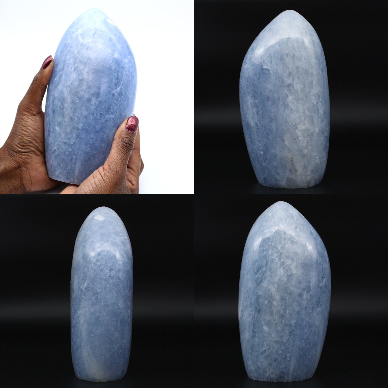 Pierre Polie en Calcite Bleue 1890Gr 180mm de Madagascar