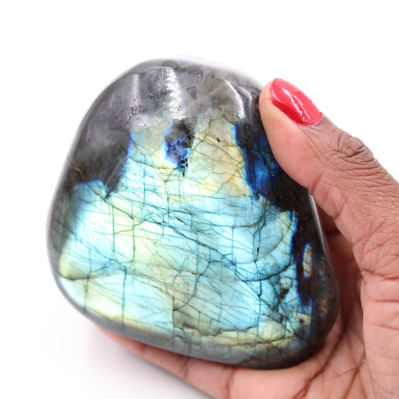 Labradorite à Reflets Bleus Verts, Pierre de Décoration 560Gr 90mm Madagascar