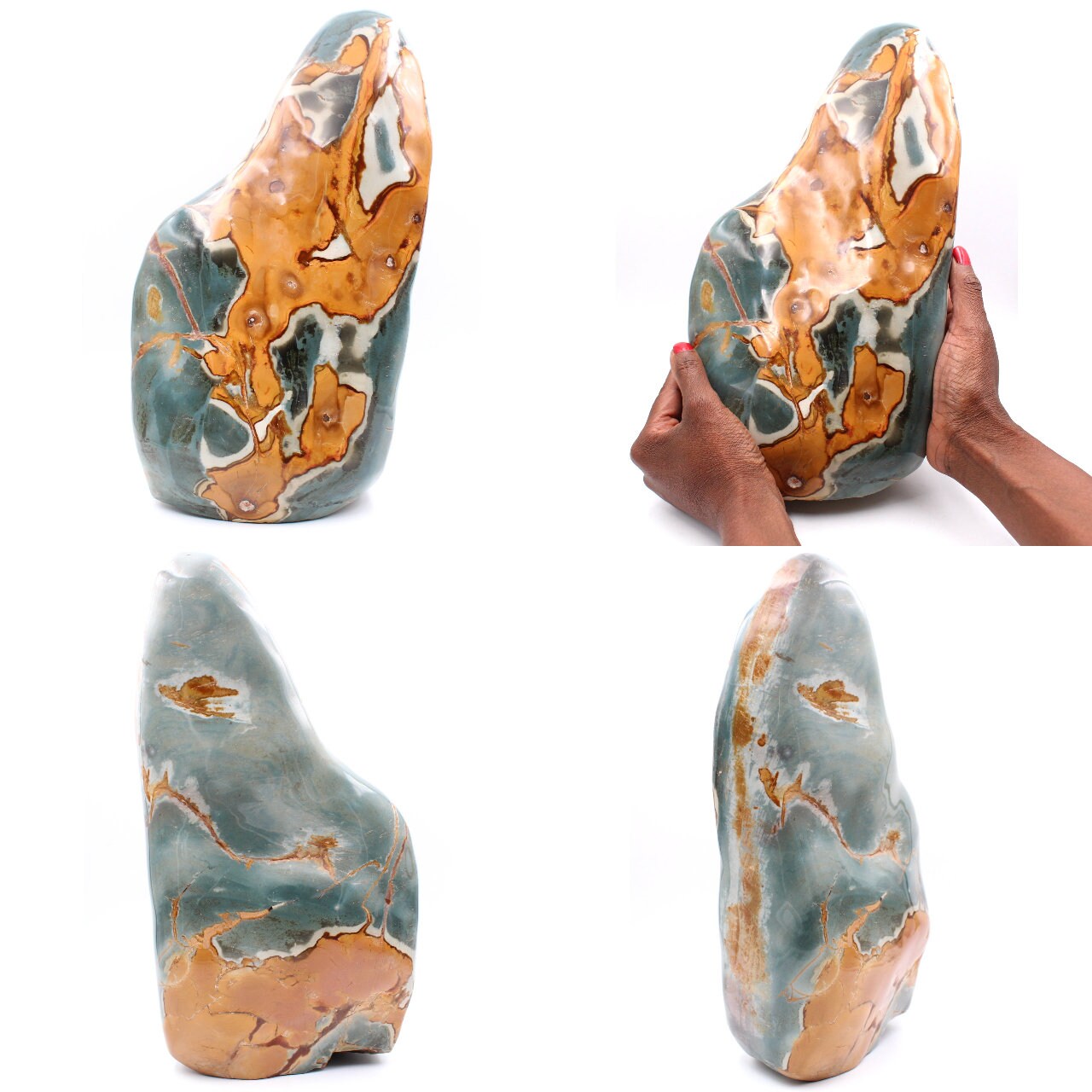 Forme Libre de Jaspe Imprimée Orange Bleue 6 Kilo 6200Gr 320mm Madagascar