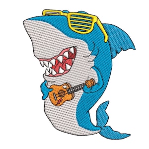 Motif de broderie guitare requin - 5 tailles
