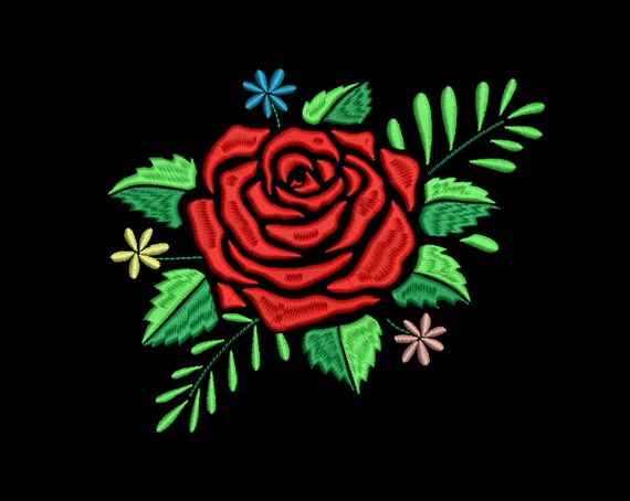 Red Rose Embroidery Design 6 5 SIZES - Etsy