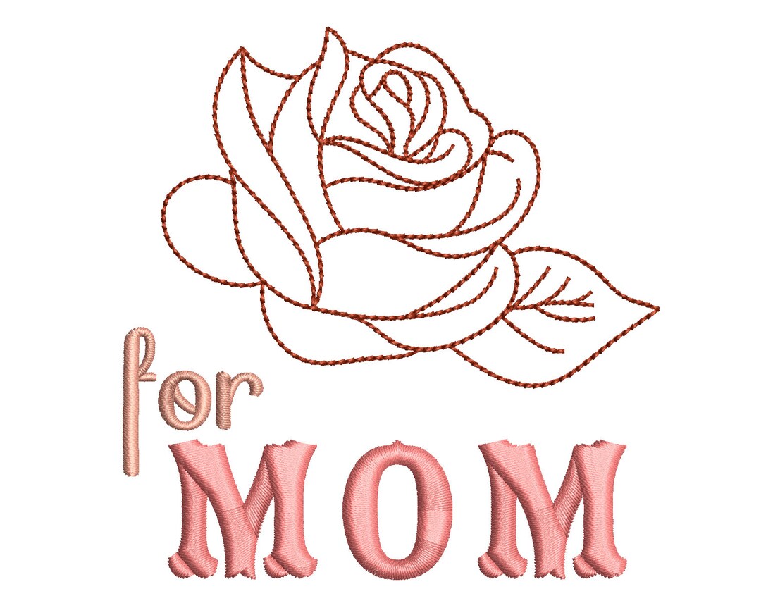 Rose for Mom Embroidery Design 5 SIZES Etsy