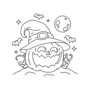 Pumpkin Outline Embroidery Design #1 - 3 SIZES