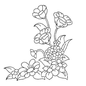 Floral Redwork Embroidery Design #4 - 5 SIZES