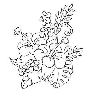 Floral Redwork Embroidery Design #1 - 5 SIZES