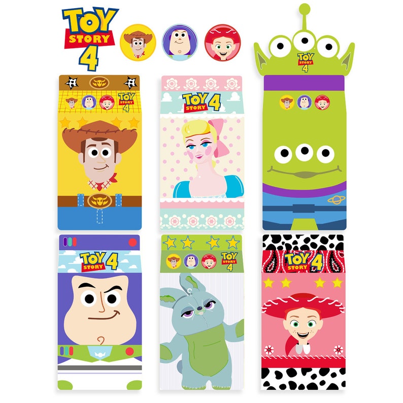 Buzz Lightyear Favor Boxes Forky Digital printable Toy Story 4 birthday printables,Toy Story Treat Boxes Forky Birthday