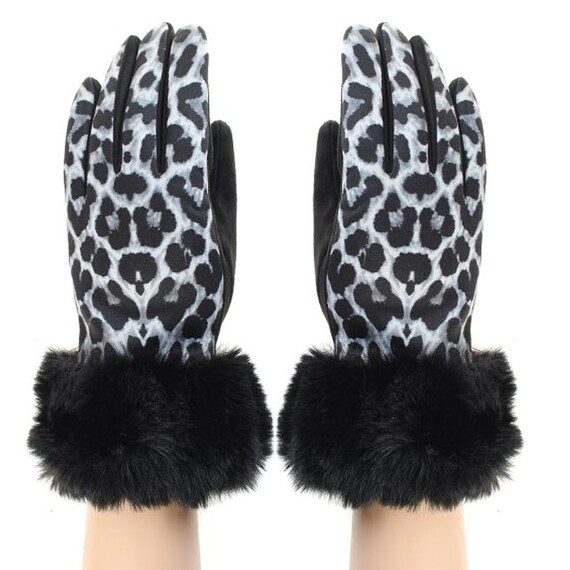leopard print winter gloves