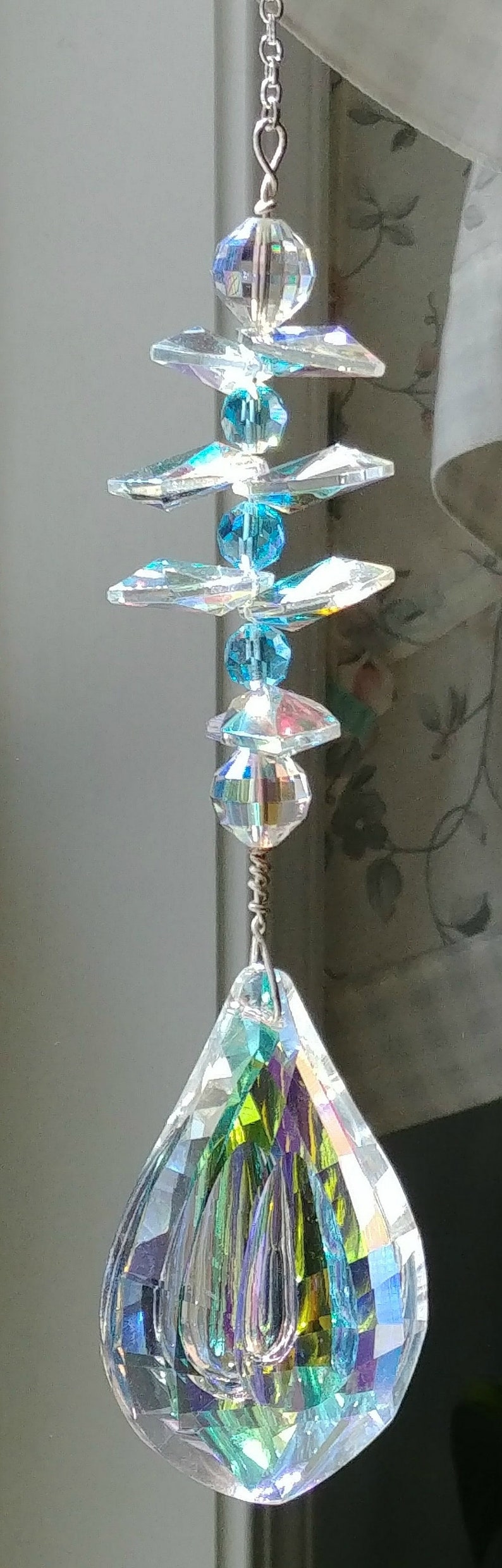 Suncatcher Large Crystal Prism Vintage Crystals Window Etsy