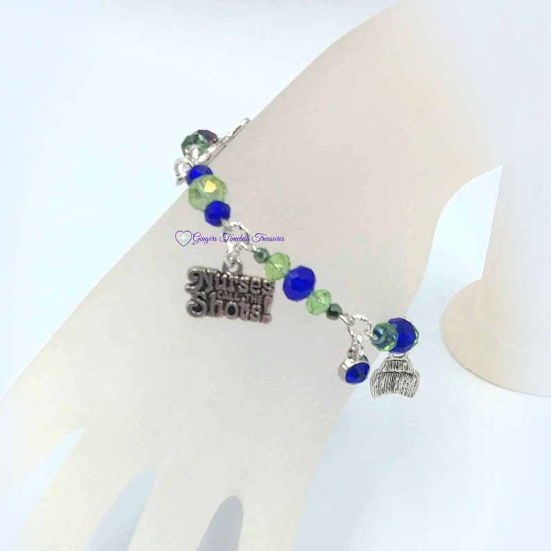 Handmade Jewelry Nurse Beaded Charm Bracelet Blue /& Green Nurse Bracelet