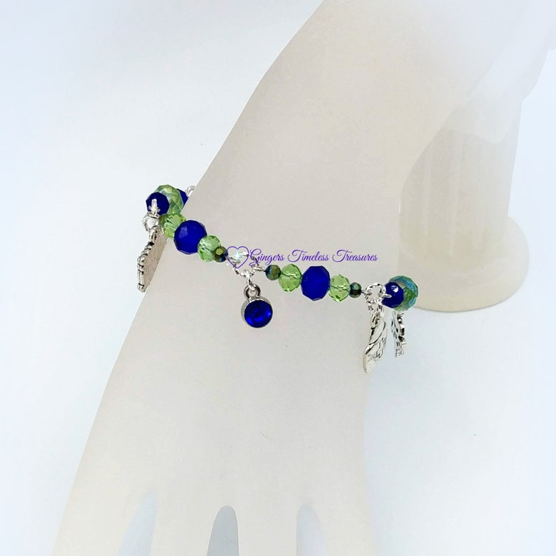Handmade Jewelry Nurse Beaded Charm Bracelet Blue /& Green Nurse Bracelet