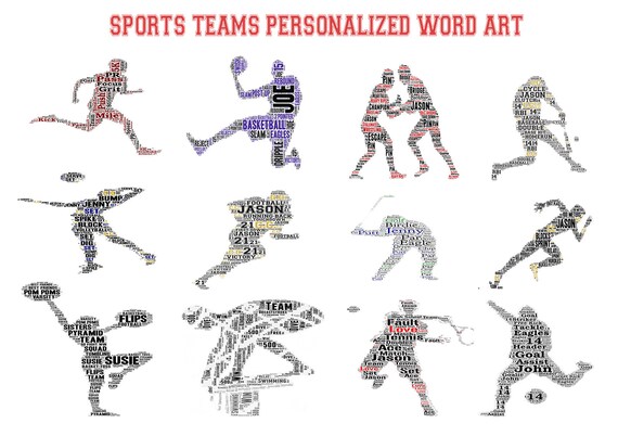 Sports Wordart Personalize The Words And Font Colors Etsy