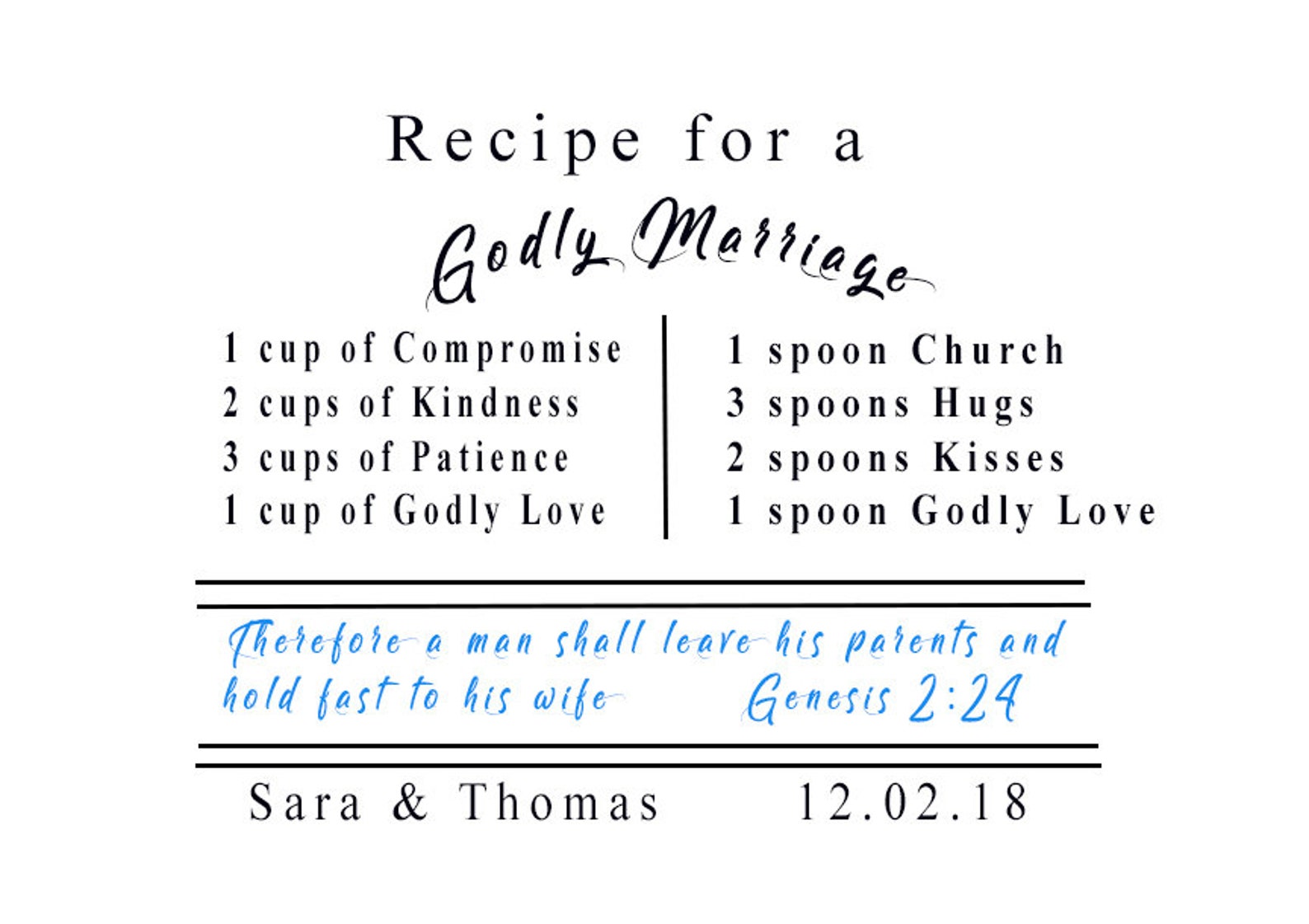 RECIPE for a GODLY MARRIAGE Etsy