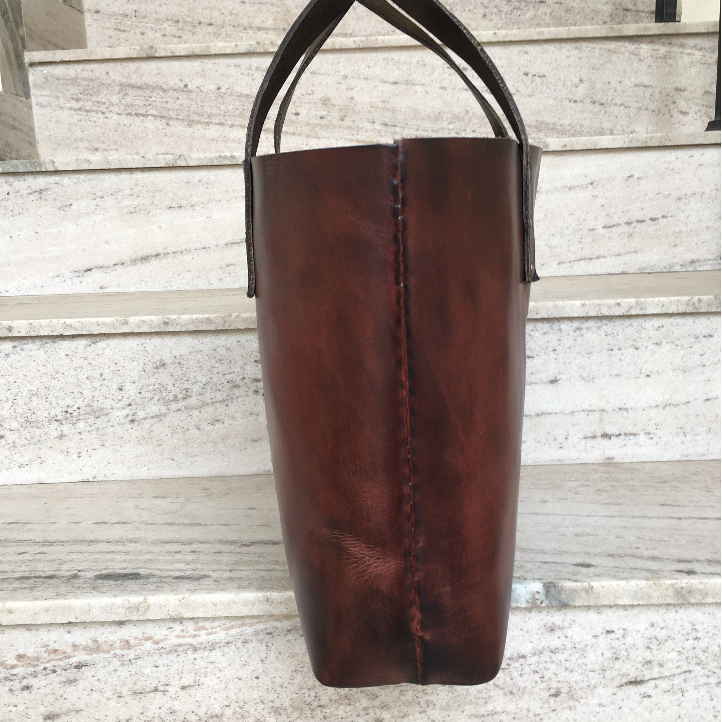 Leather Tote Bag, Leather Harness, Tote Purse With Zipper, Shopping Bag