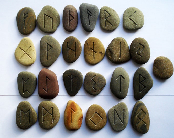 Set 4 Elder Futhark Rune Stones Hand Carved Scottish Rune Set River ...