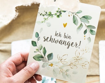 Meilensteinkarten Schwangerschaft + Erinnerungsbox | handgezeichnet | 80 kreative Motive | Geschenk für Schwangere | Eukalyptus