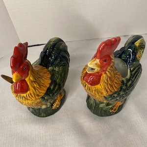 Rooster Creamer and Sugar Dish ceramic farmhouse Rustic