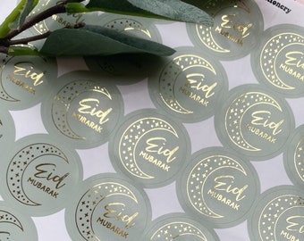 Foiled Eid Mubarak Stickers • Ramadan Packaging Labels