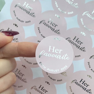Wedding Foil Favour Stickers • Her Favourite • Sweet Favour Stationery • His&Her Wedding Day Stickers