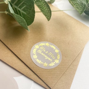 35 Snowflake Wreath Wedding Foil Stickers • Winter/Christmas Wedding Labels