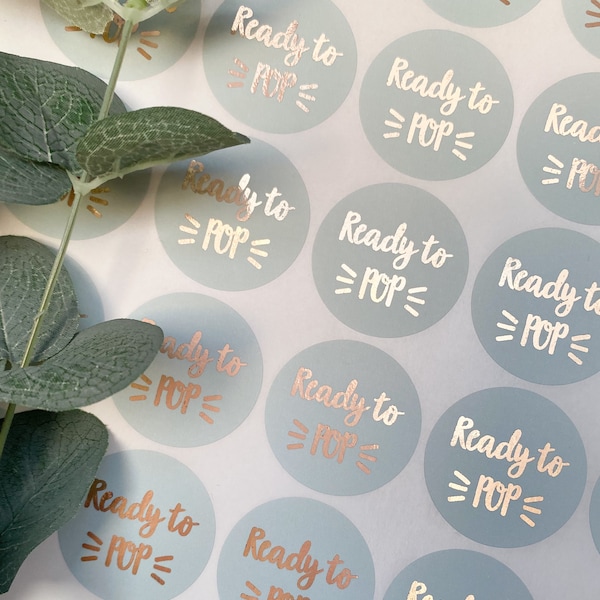 Ready to POP Foiled Stickers • Baby Shower Labels for Guests • Baby Welcoming Party