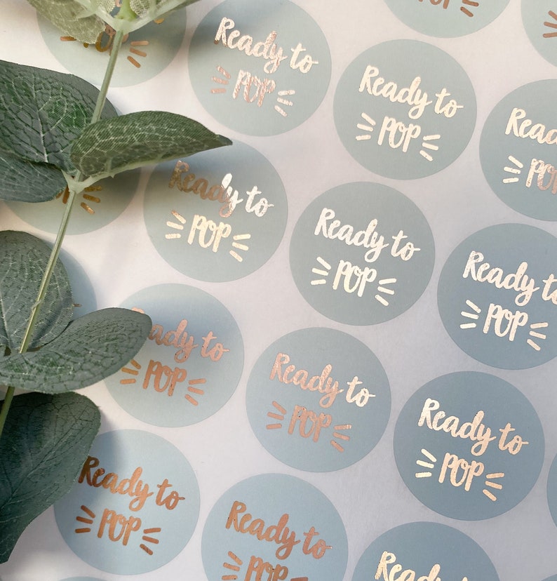 Ready to POP Foiled Stickers • Baby Shower Labels for Guests • Baby Welcoming Party 