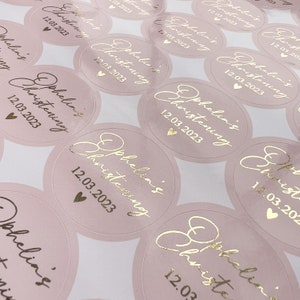 Foiled Thank you for Coming Christening/Baptism Stickers • Personalised Lables