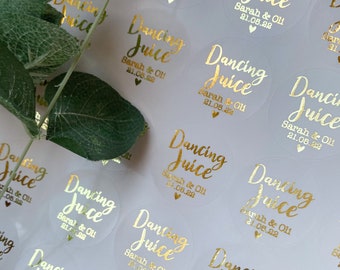 Dancing Juice Stickers / Take a shot Have a Drink on Us Labels • Wedding Day Alcohol Guest Favour • Drink Sticker Token