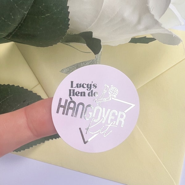 Personalised Hen Party Foiled Hangover Kit • Party Label for Hen Do