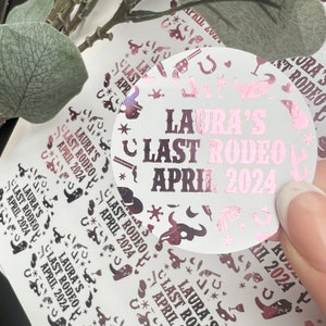 24 Foiled Last Rodeo Hen Party Stickers