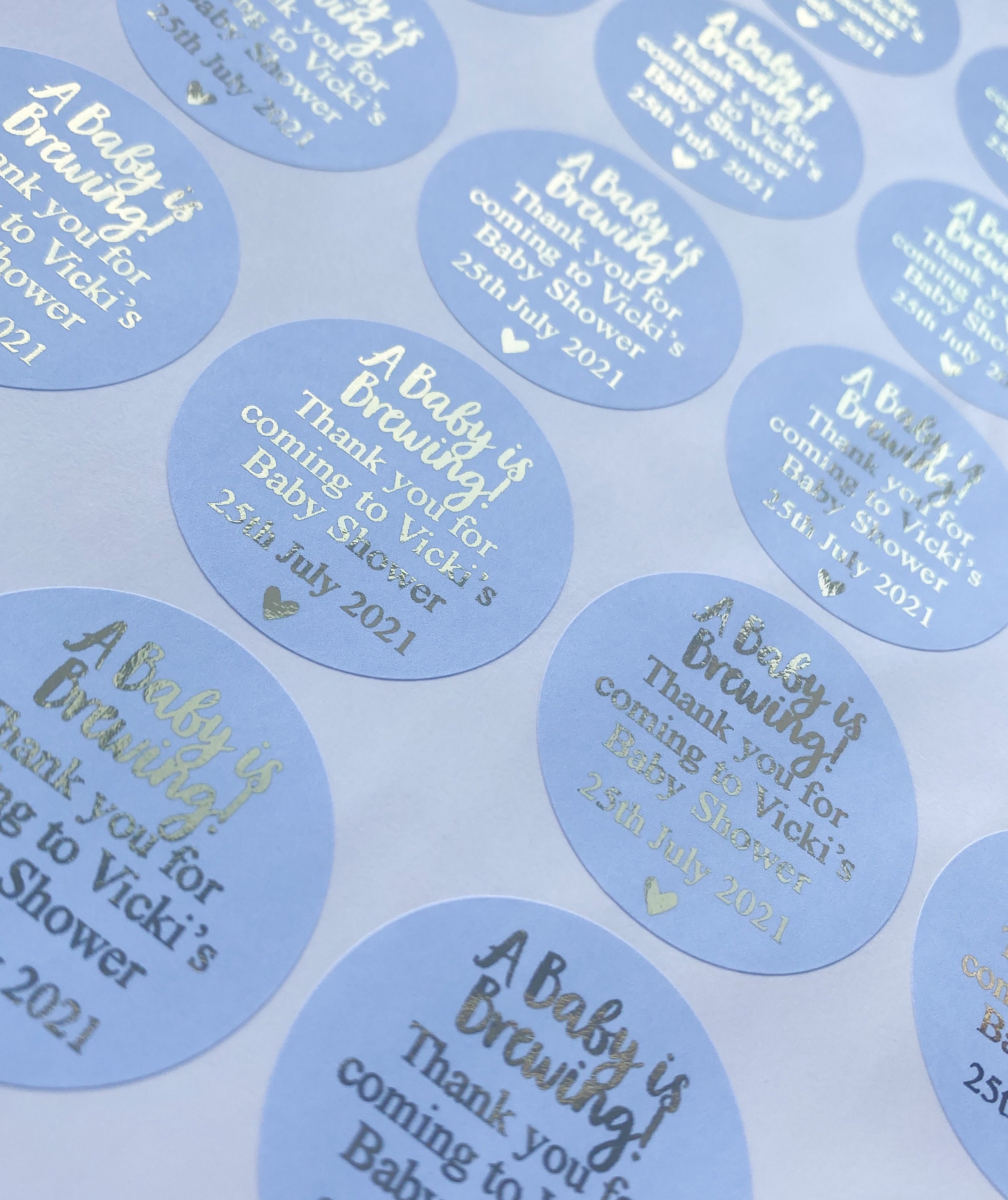 A Baby is Brewing Foiled Stickers • Tea Bag/Coffee Baby Shower Person…