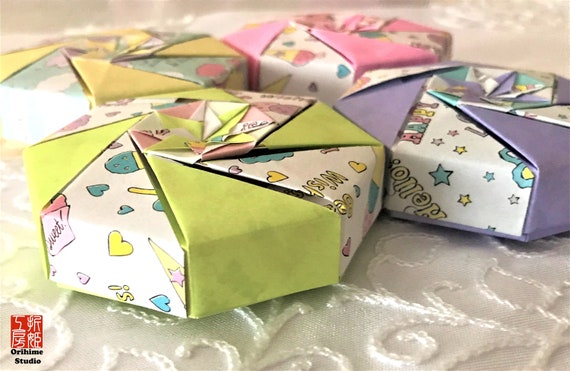 Small Origami Octagonal Box Set Of 4 Paper Box Girls Birthday Goody Box Candy Box Treadure Box Jeweley Box Party Box