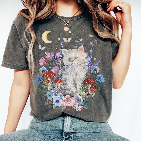 Cat Shirt Cottagecore Shirt Indie T Shirt Fairycore Clothing Cottage Core Clothes Cottagecore Clothing Vintage Cat T Shirt Fairy Aesthetic