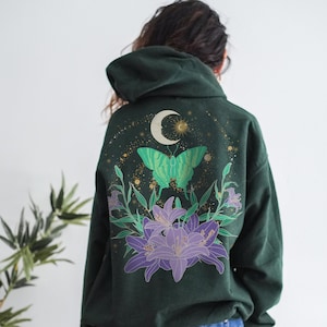 Cottagecore Sweater Fairycore Sweatshirt Indie Sweatshirt Witchy Things Celestial Sweatshirt Aesthetic Hoodie Moth Sweatshirt Indie Clothing