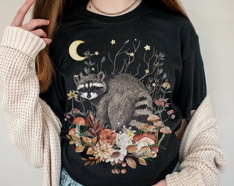 Raccoon Shirt Cottagecore Shirt Indie T Shirt Indie Clothing Cottage Core Clothes Cottagecore Clothing Goblincore Clothing Alt Clothes