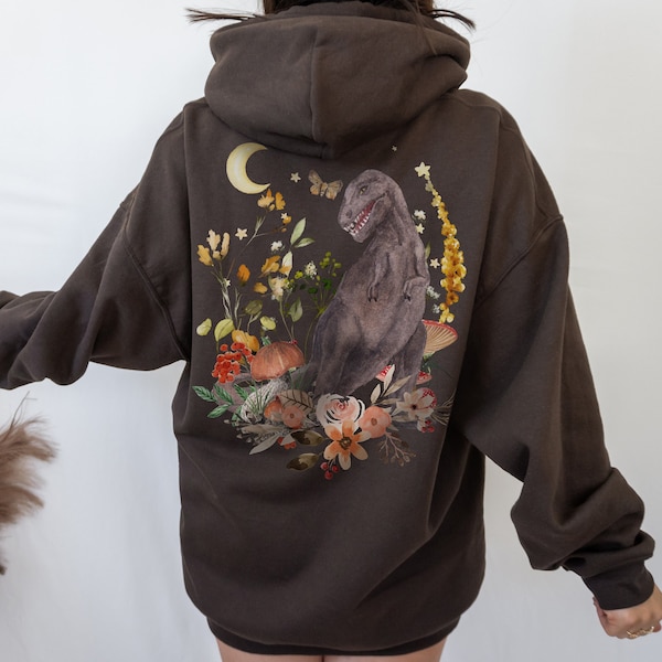 Dinosaur Hoodie Cottagecore Hoodie Mushroom Hoodie Cottage Core Clothes Cottagecore Sweatshirt Dino Sweater Dinosaur Sweater Dino Sweatshirt