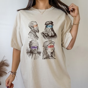 Renaissance Shirt Art Shirt Indie T Shirt Leonardo Michelangelo Donatello Raphael Shirt Dark Academia Shirt Light Academia Clothing