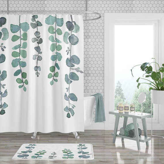 Shower Curtain Bathroom Decor Plant Shower Curtain Tropical Etsy