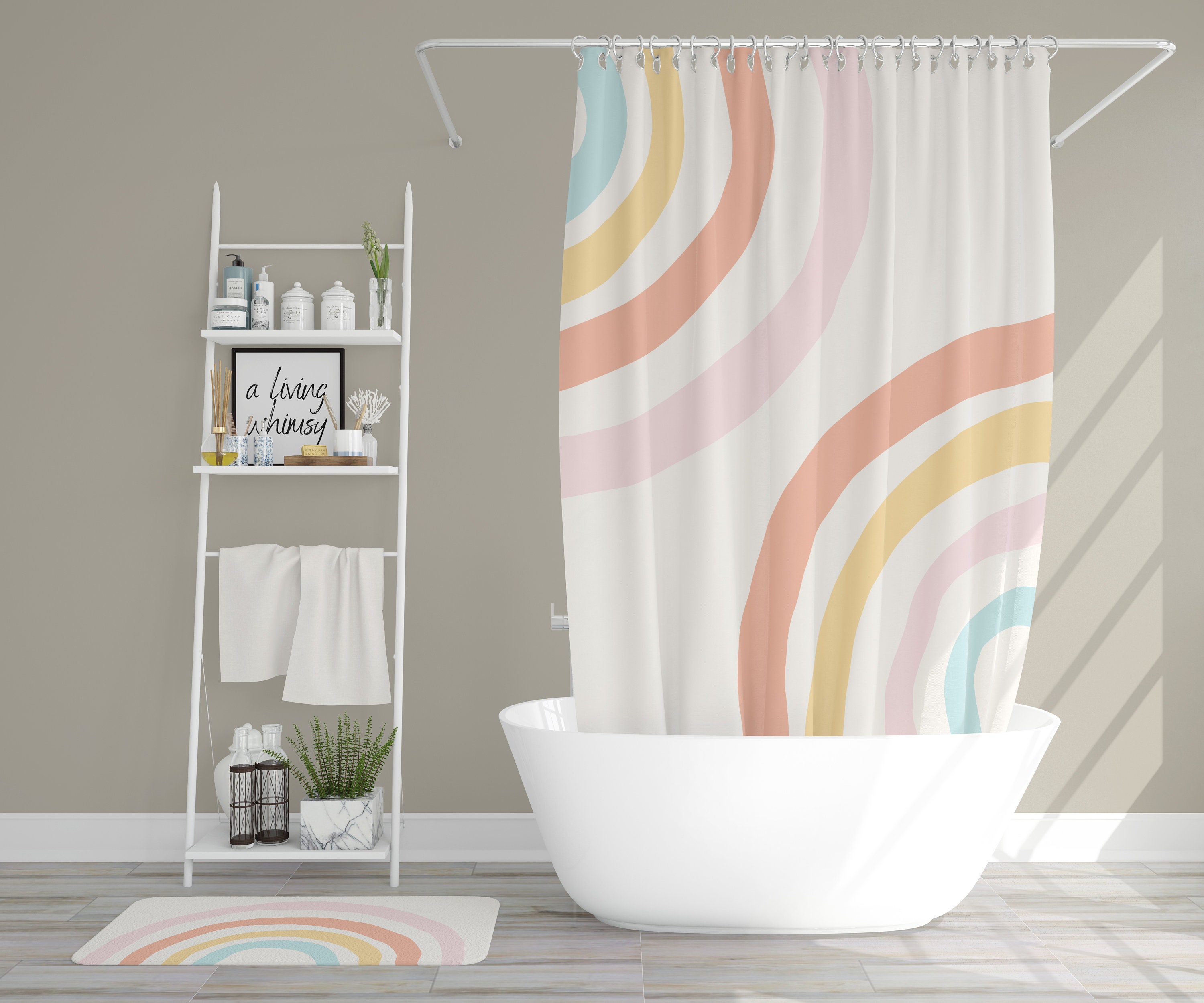 Feminine Apartment And Dorm Bath Curtain Modern Boho Chic Bathroom Pink Donut Sprinkles Shower