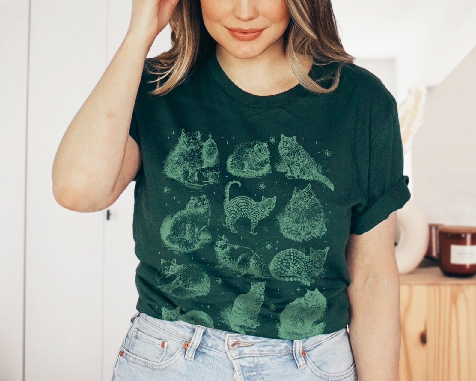 Cat Shirt Light Academia Clothing Mystical T Shirt Cat Lover - Etsy